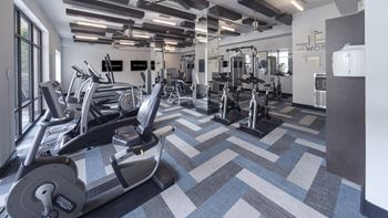 A gym with treadmills